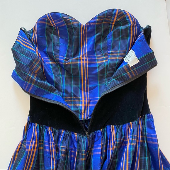 RARE Vintage 80’s Janet Russo Nantucket NY Black Velvet Taffeta Strapless Dress - Picture 8 of 10